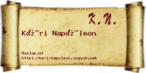 Kéri Napóleon névjegykártya